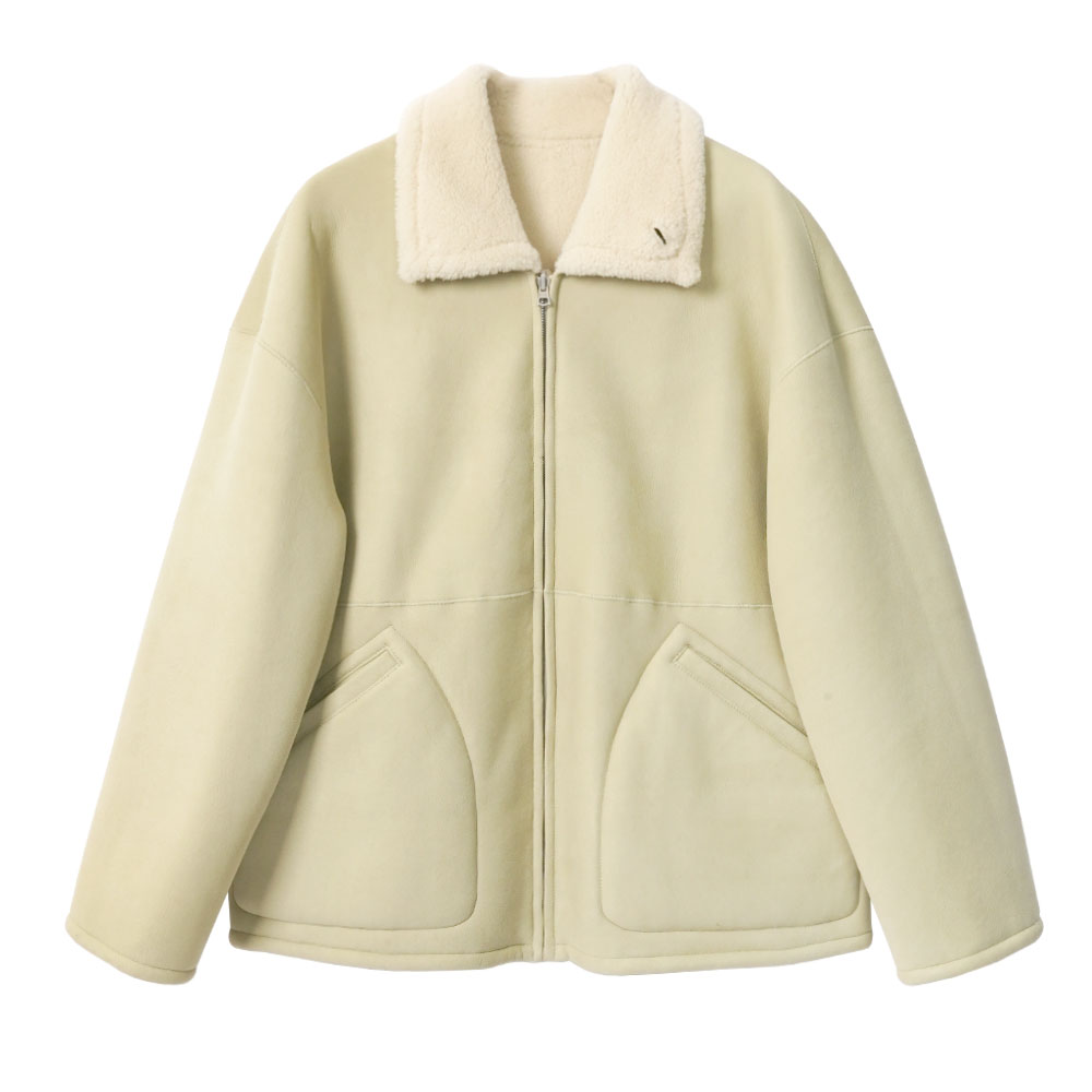 MERINO MOUTON ZIP BLOUSON IVORY LIME A26AB01MM