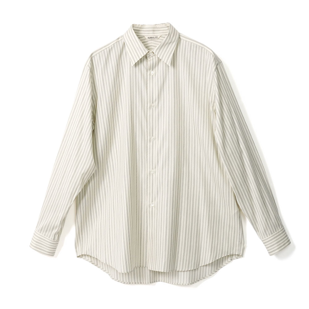 COTTON SILK STRIPE SHIRT LIGHT GRAY STRIPE A26AS01CS