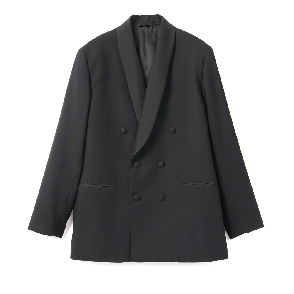HIGH-DENSITY WOOL WORSTED SHAWL COLLAR JACKET BLACK A26AJ01KH