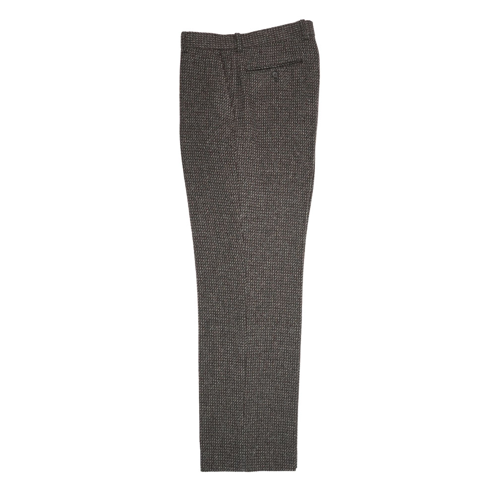 ALPACA WOOL SILK TWEED SLACKS GRAY BROWN HAIRLINE A25AP04LS