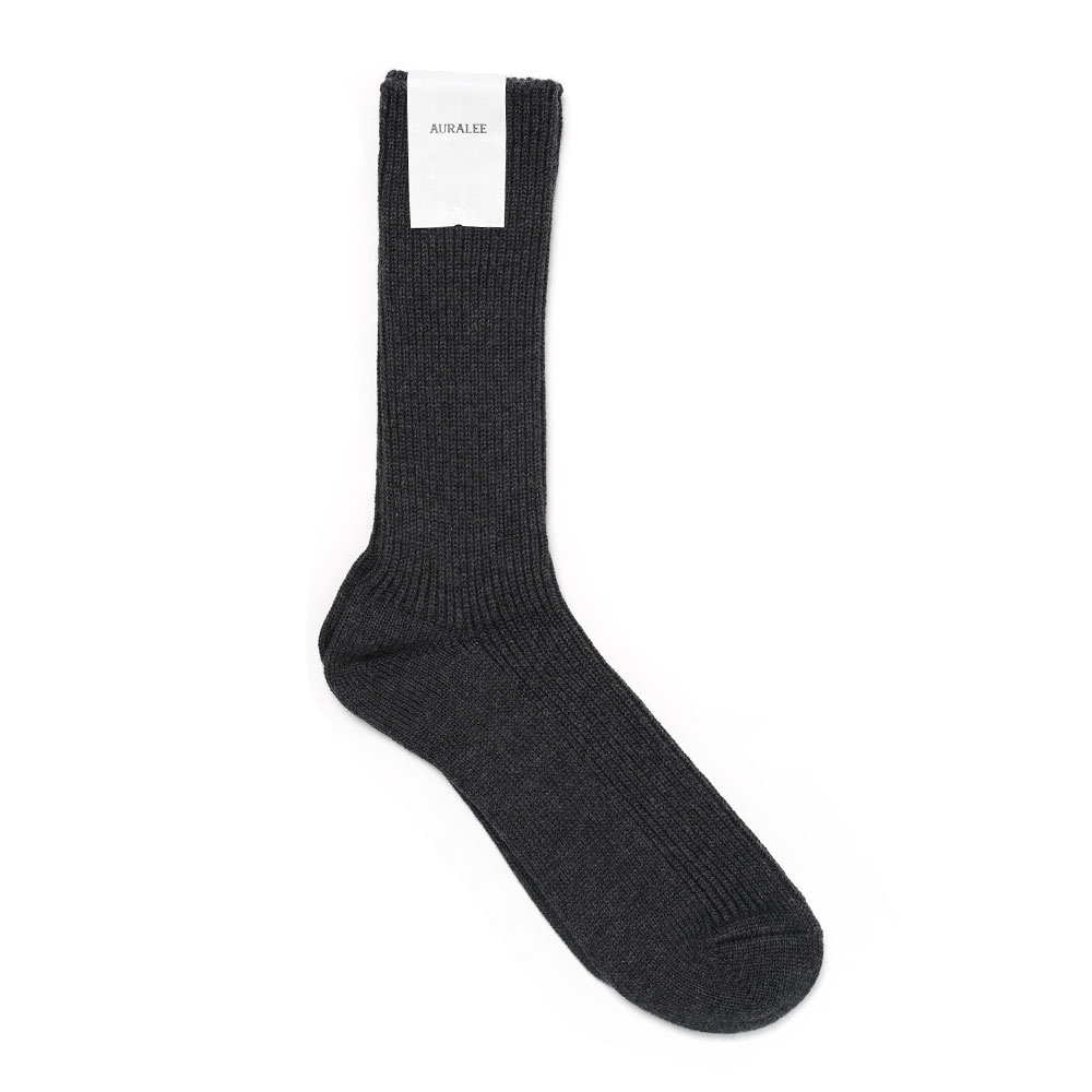COTTON CASHMERE LOW GAUGE SOCKS TOP CHARCOAL