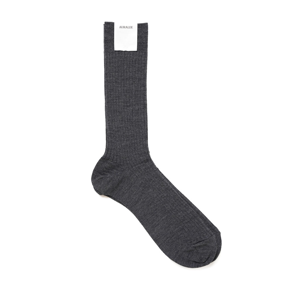 WOOL HIGH GAUGE SOX TOP CHARCOAL