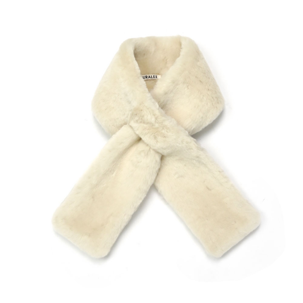 STRAIGHT MERINO MOUTON FUR STOLE BEIGE A26AM01MS