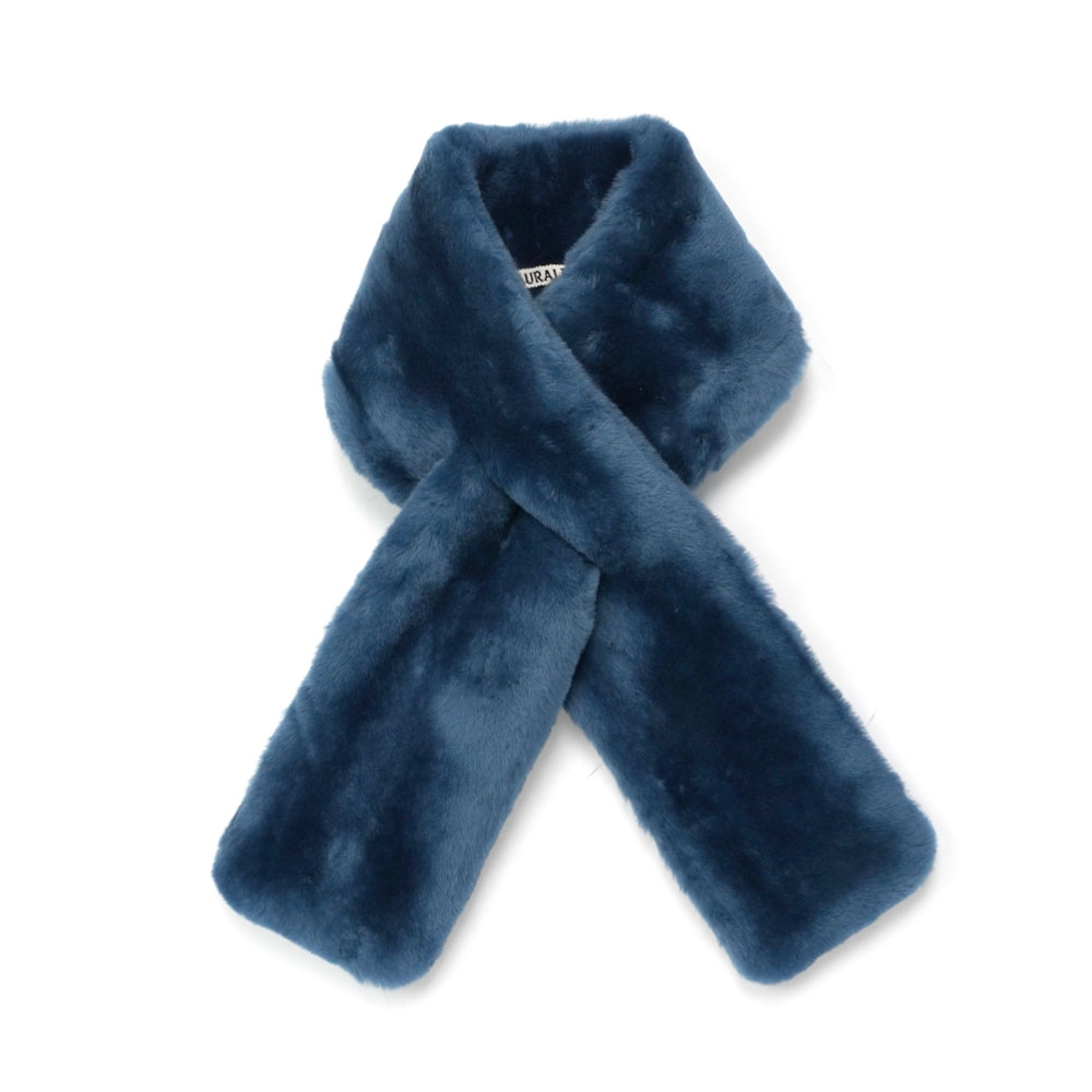 STRAIGHT MERINO MOUTON FUR STOLE NAVY A26AM01MS