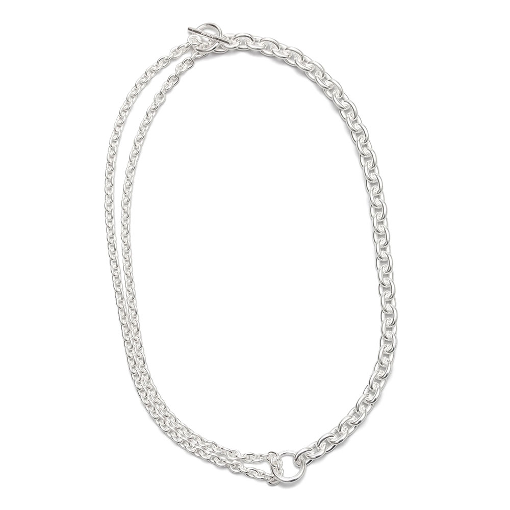 DOUBLE NECKLACE 101598 POLISHED SILVER (LONG)