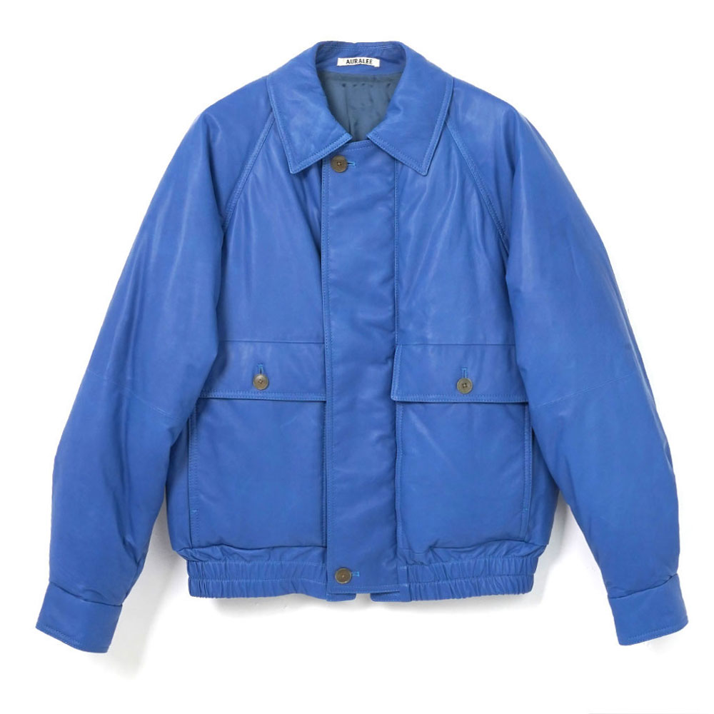 FINE CALF LEATHER DOWN BLOUSON ROYAL BLUE A26AB01CB