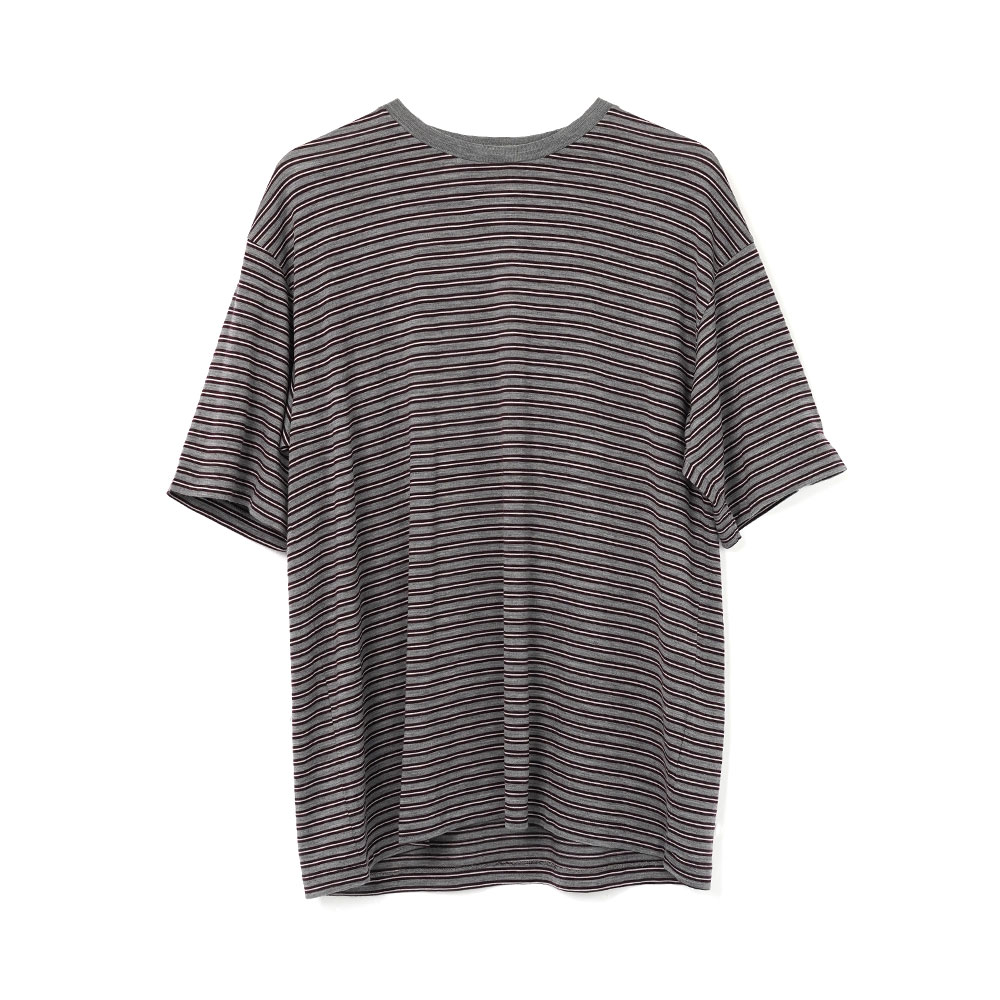SOFT SMOOTH WOOL STRIPE JERSEY TEE GRAY STRIPE A26AT02BT