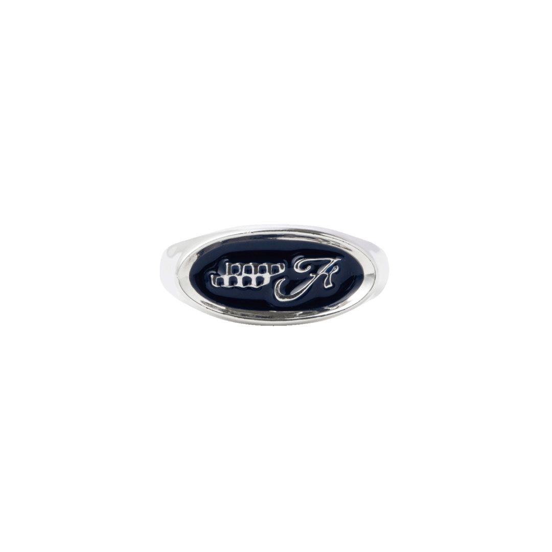 EMBLEM RING SILVER/NAVY