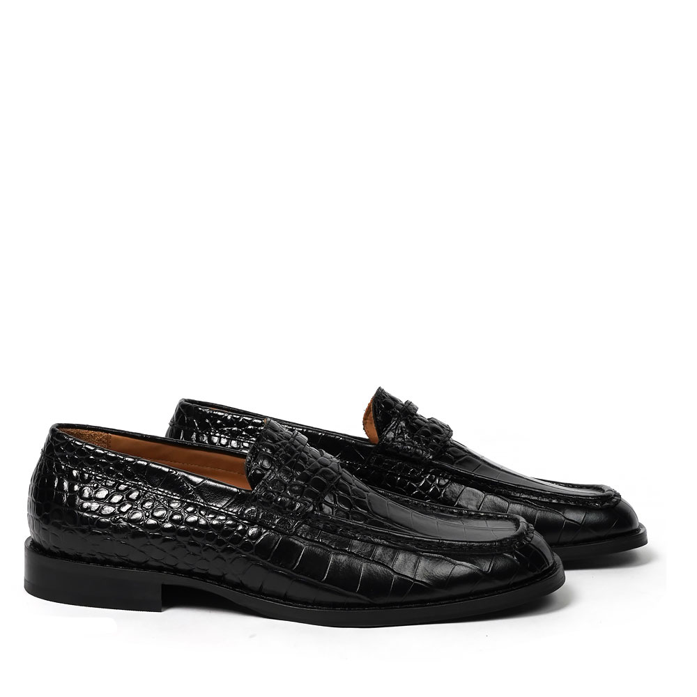 LIGHT LOAFER LICORICE CROC BULL HIDE