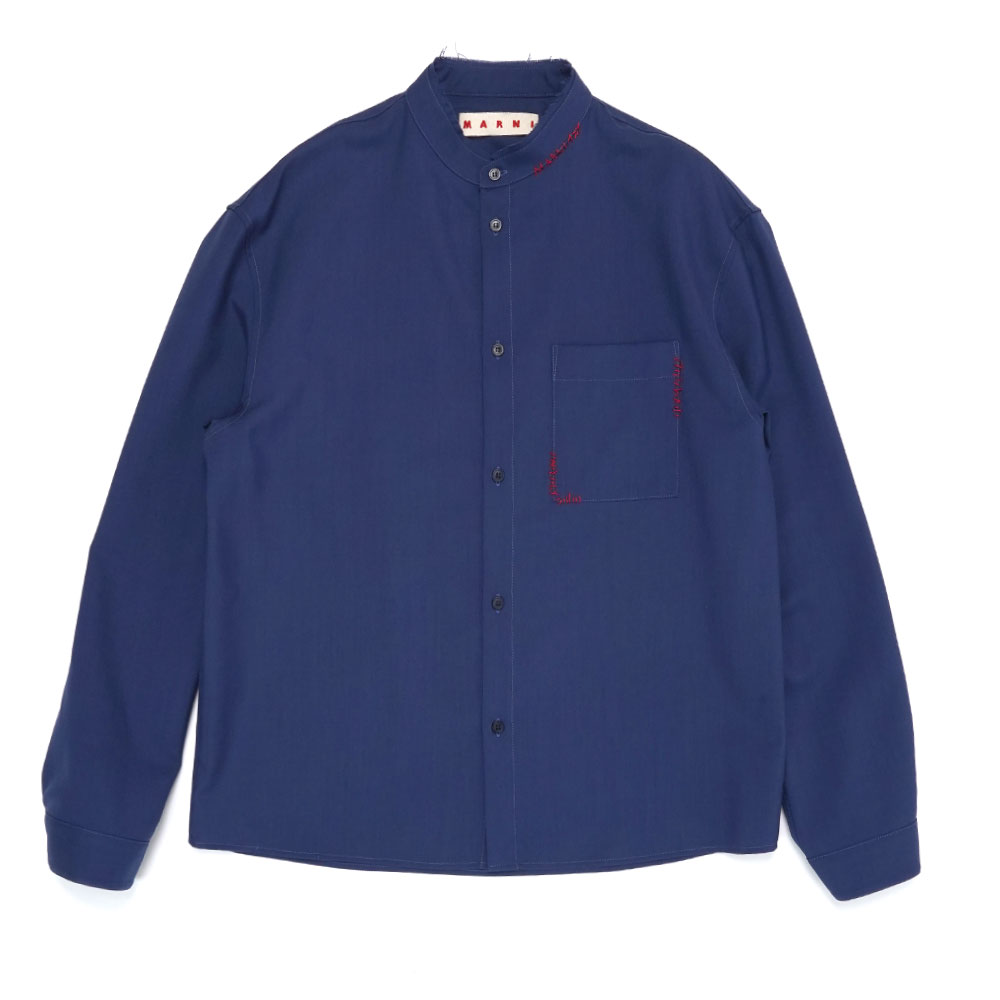 TROPICAL WOOL NO CALLAR SHIRT CORNFLOWER