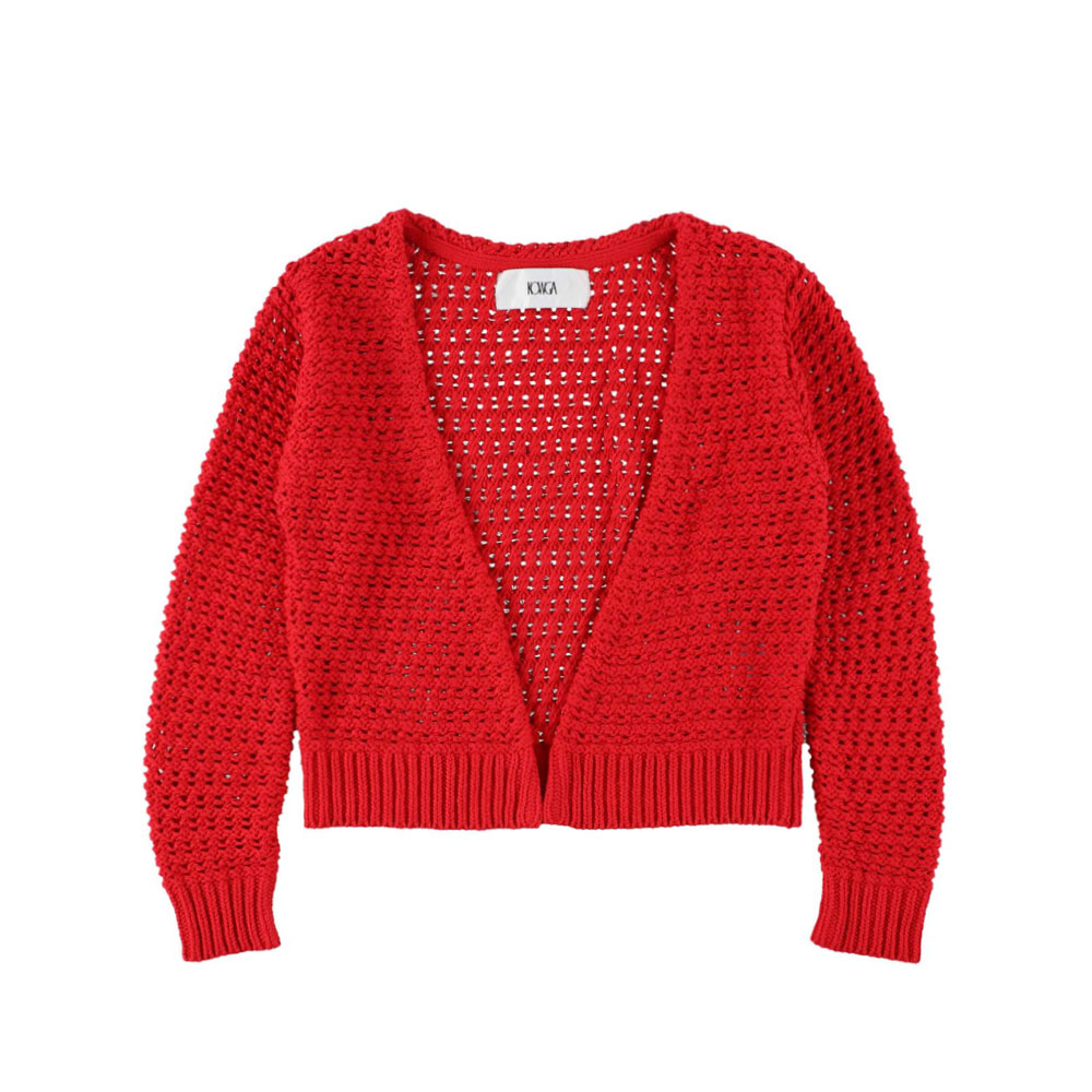 COZY KNIT CARDIGAN HOT RED