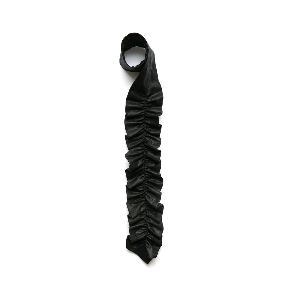 GATHERED TIE BLACK INK CHINTZED MUSSOLA