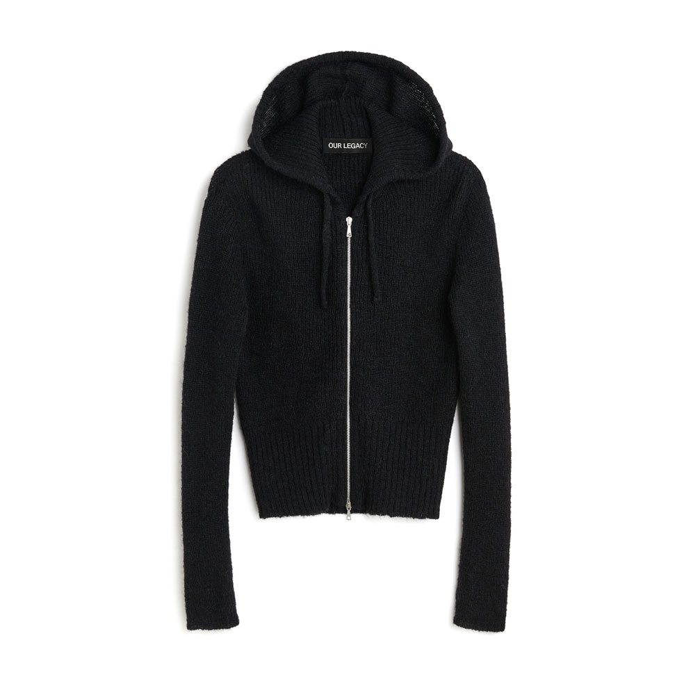 COMPACT HOOD BLACK FUZZY ALPACA