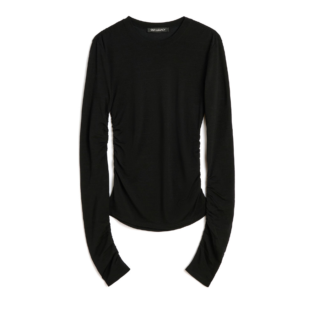 STRAIN SLIM LONGSLEEVE INTELLECTUAL BLACK WOOL JERSEY