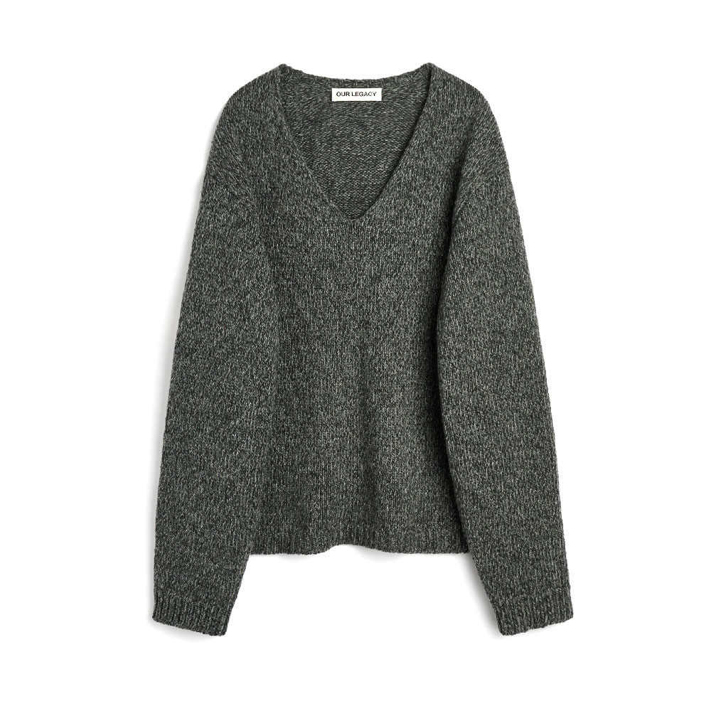 LINK V-NECK SLUB TWISTED ASH GREY WOOL