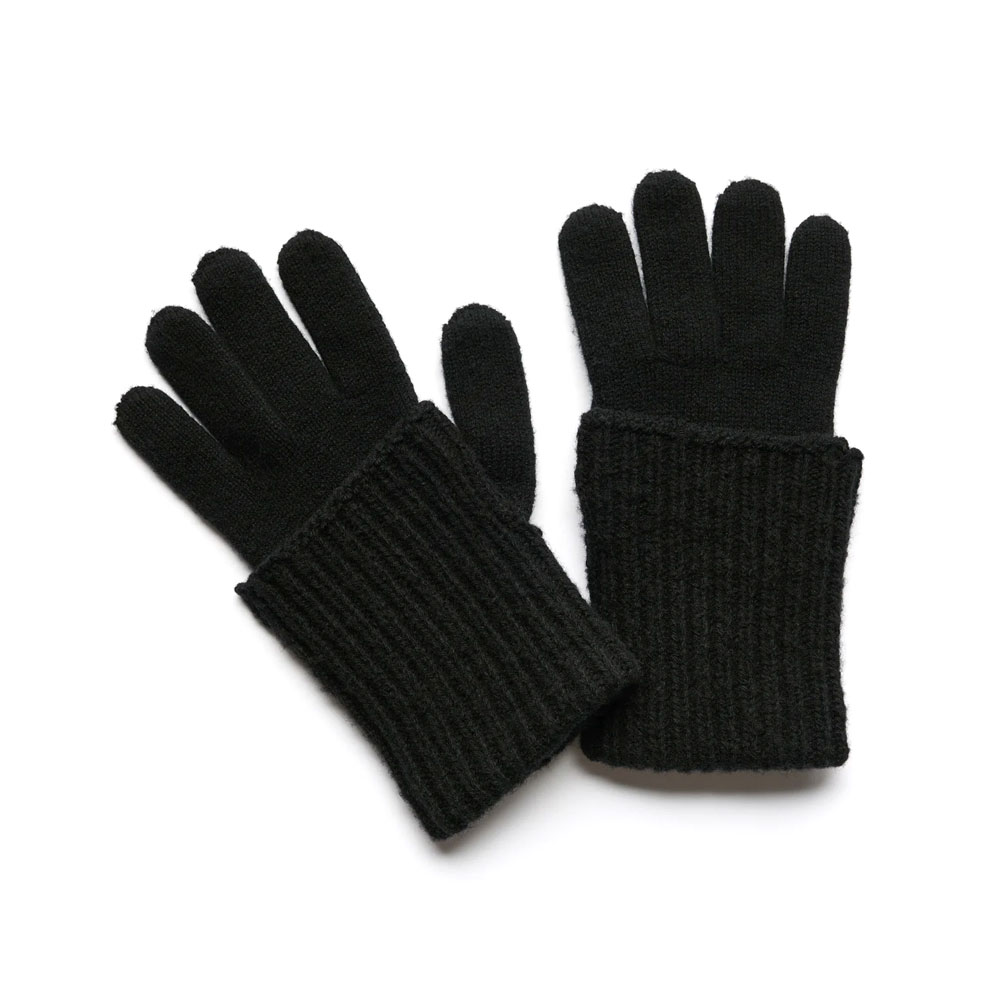 FOLD GLOVES SLUB TWISTED BLACK WOOL