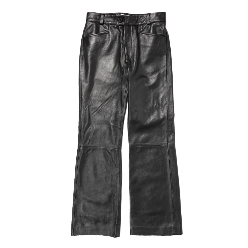 LEATHER FLARE TROUSERS BLACK