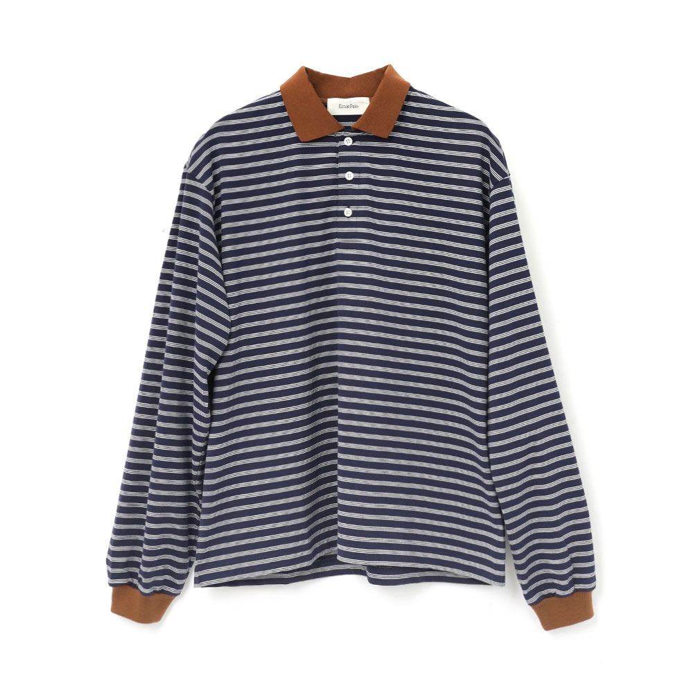 BORDER POLO L/S T-SHIRT NAVY