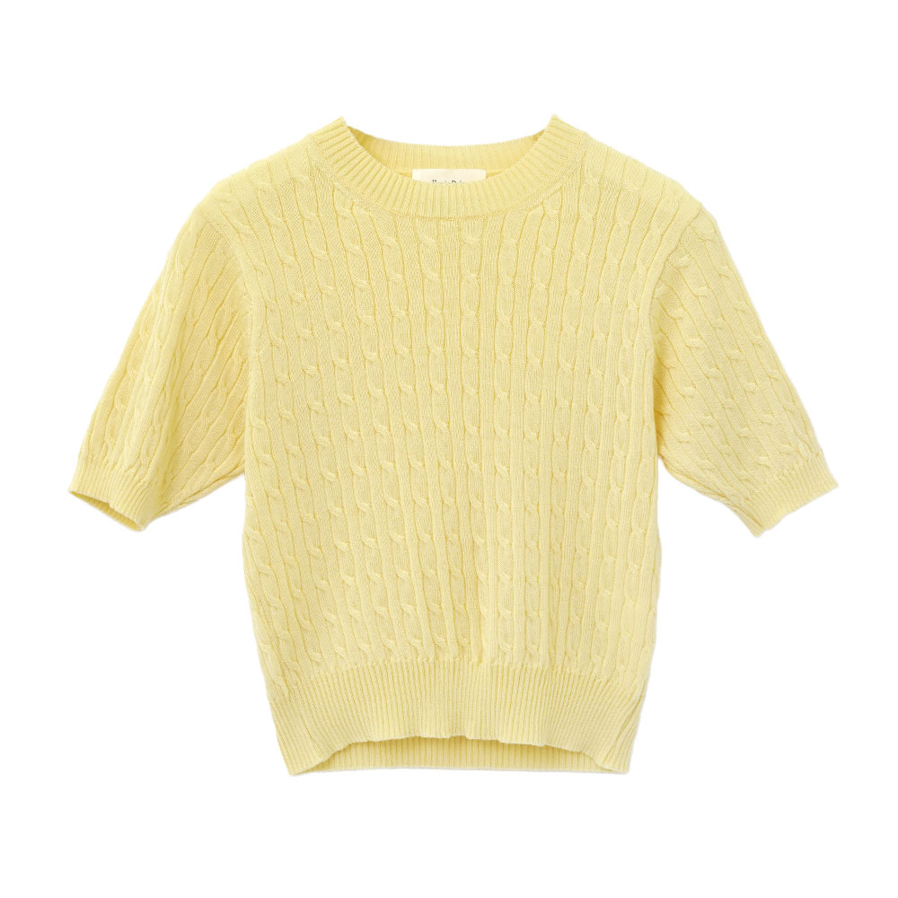 ERNIE PALO × TAN CABLE HALF SLEEVE KNIT YELLOW