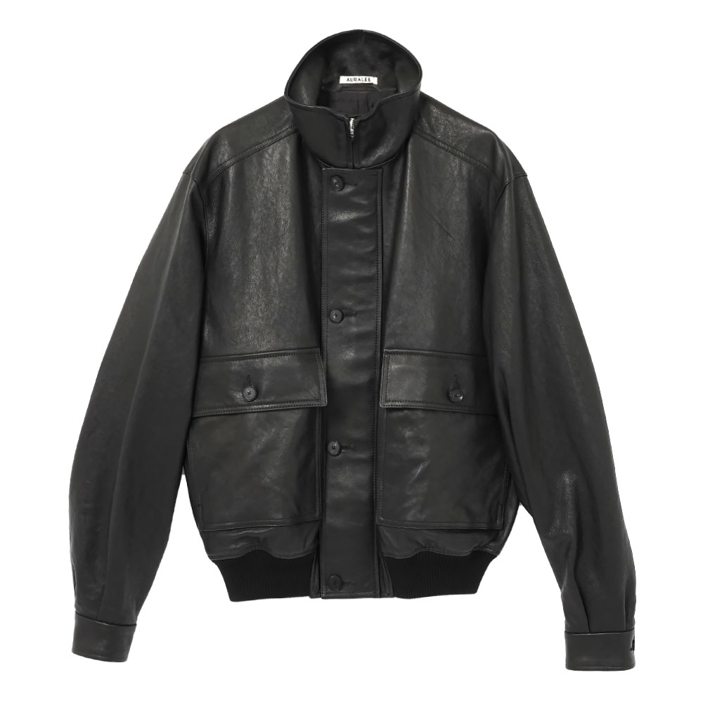 TEXTURED LAMB LEATHER BLOUSON A26AB01BL BLACK