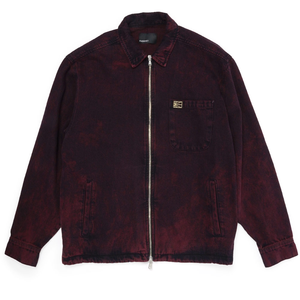 ACID WASH DENIM OVERSHIRT BURGUNDY_