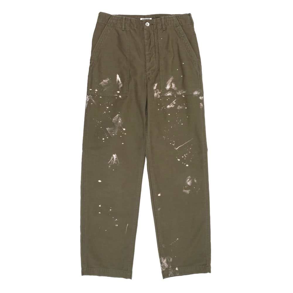 WASHED BAGGY SATIN BLEACHED BAKER PANTS KHAKI BROWN A25AP01BP