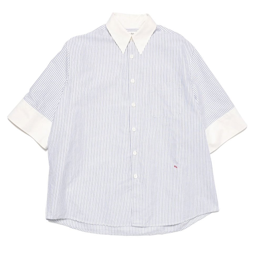 BRAT SHIRT SHORTSLEEVE BLUE CANDY STRIPE OXFORD _