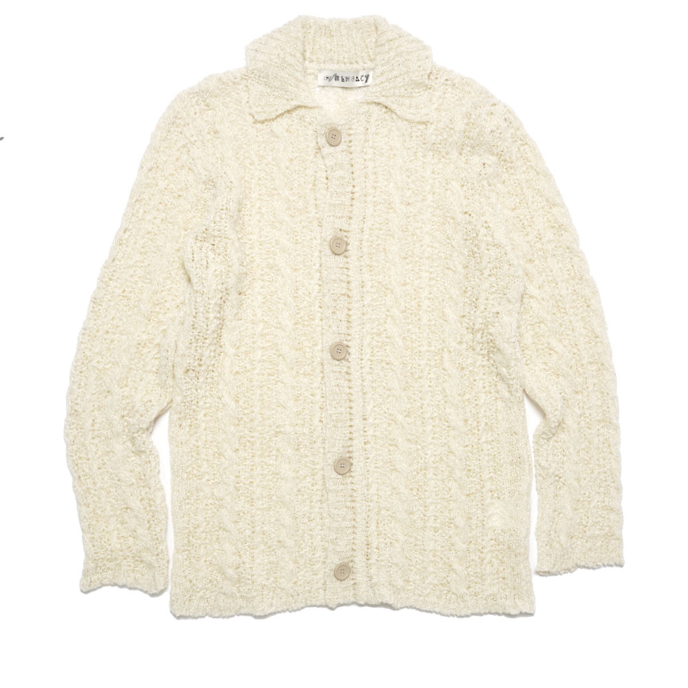 BIG CARDIGAN WHITE SHEER CABLE