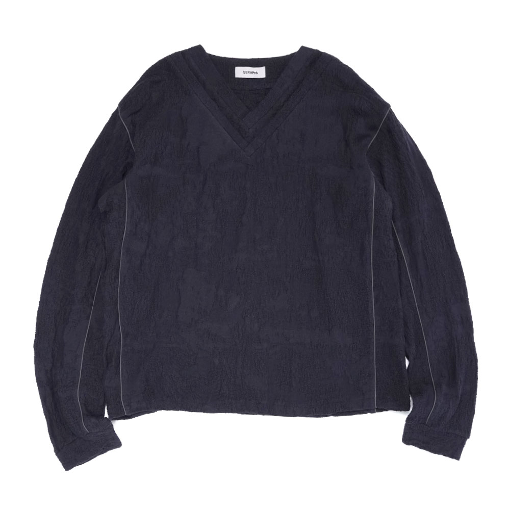 DOUBLE V NAVY EMBOSSED PULLOVER TOP NAVY