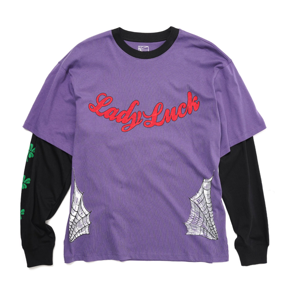 LADY LUCK LONG SLEEVE TEE SHIRT PURPLE