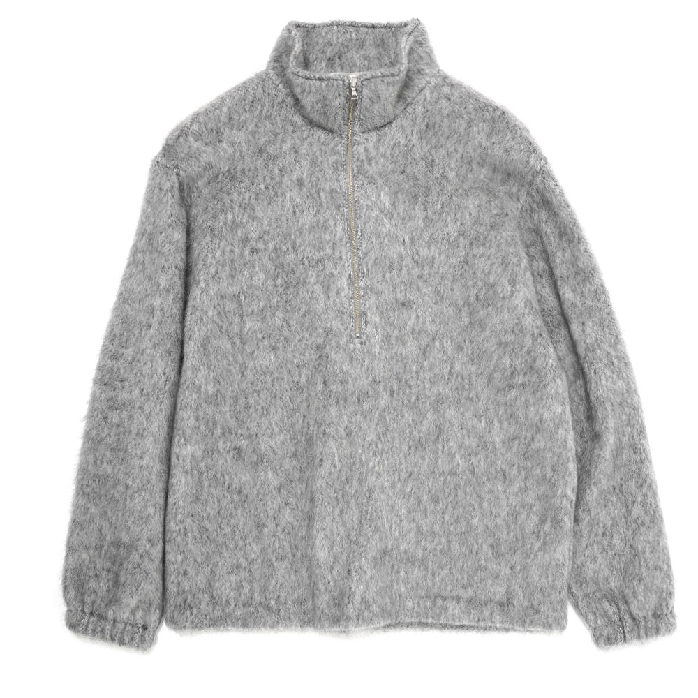 MOHAIR TERRY HALF ZIP P/O GRAY