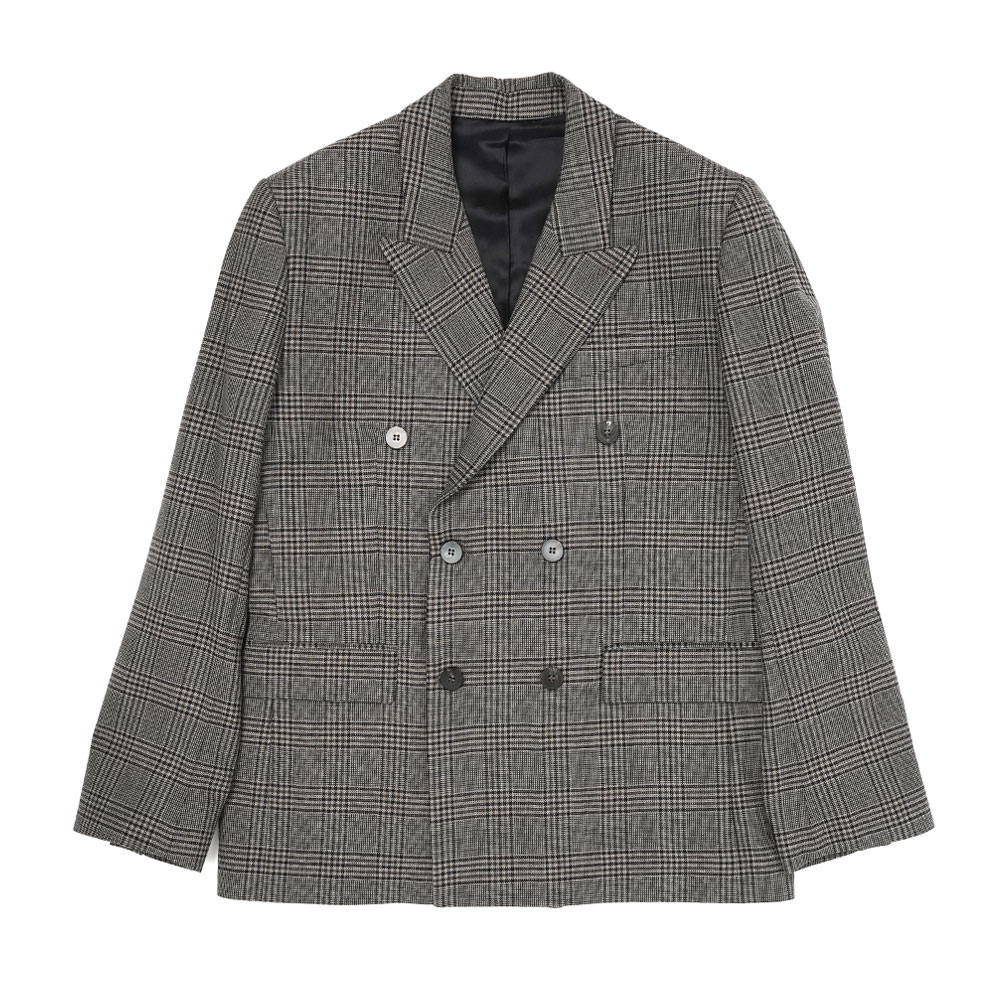 SIX BUTTON DOUBLE BREASTED BLAZER BROWN CHECK_