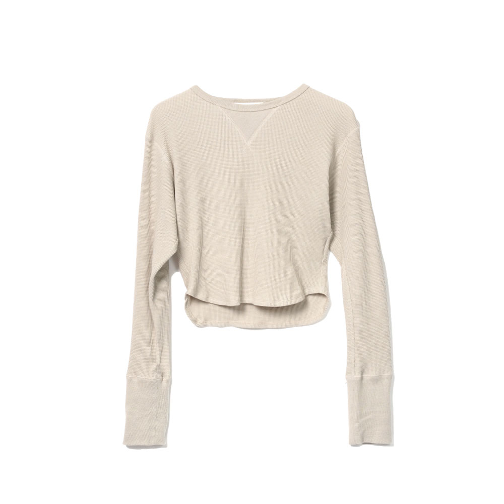 WAFFLE CROPPED TOP GREIGE