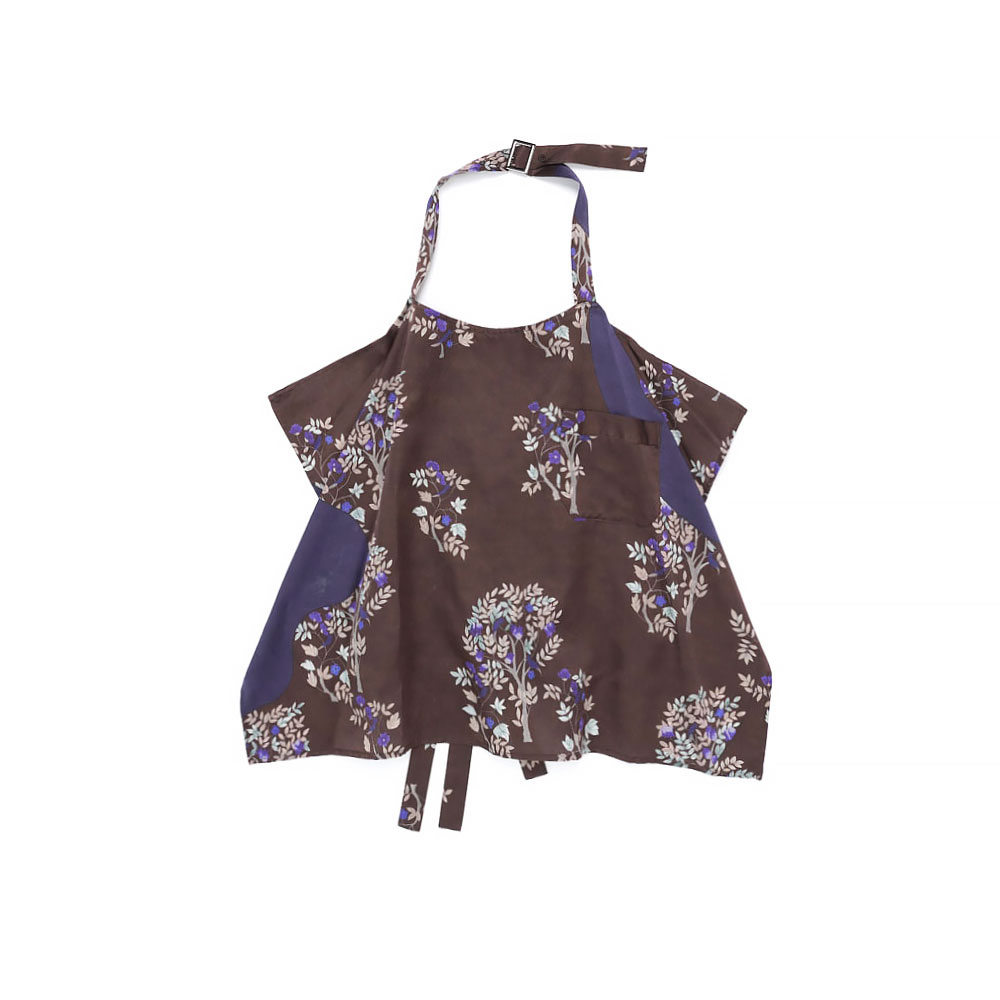 MINHWA SILK COTTON PRINT/SOOKEE APRON TOP DARK NIGHT/CHOCOLATE