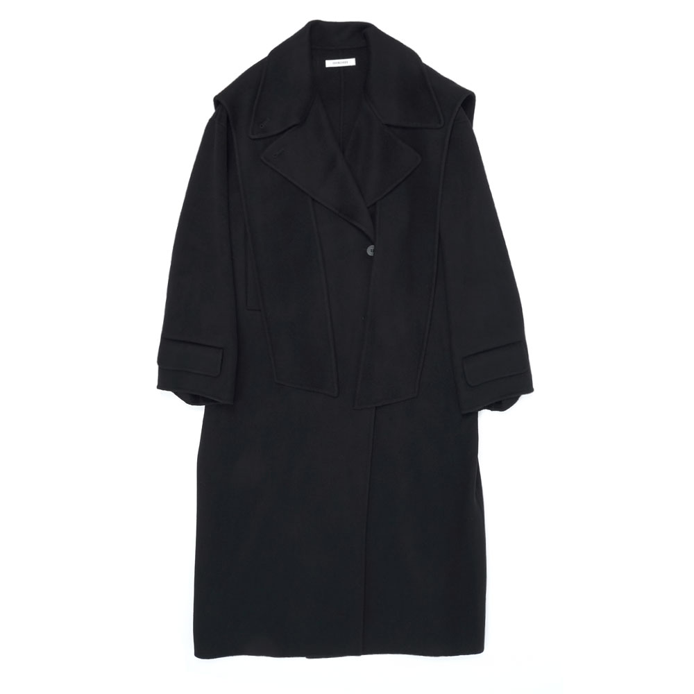 DOUBLE FACE WOOL CASHMERE/CAPE AND SHAWL COAT BLACK