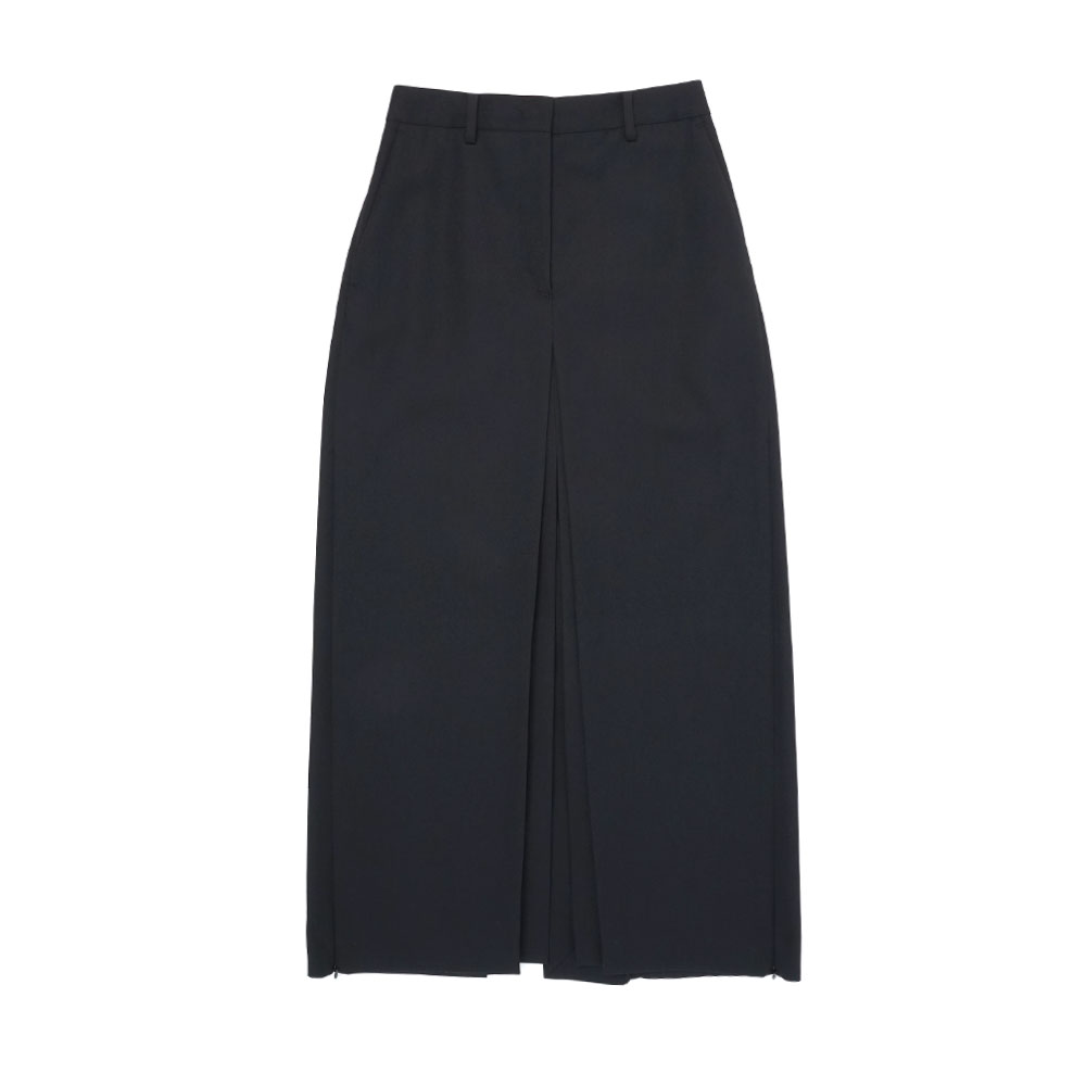 DUCHESS GABA WOOL/TAILORED TUCK SKIRT BLACK