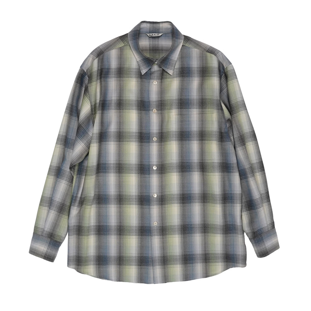 SUPER LIGHT WOOL CHECK SHIRT BLUE GREEN CHECK A25AS01LC