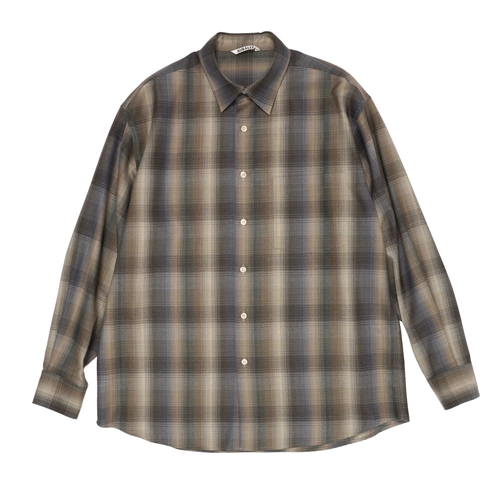 SUPER LIGHT WOOL CHECK SHIRT BROWN BLUE CHECK A25AS01LC