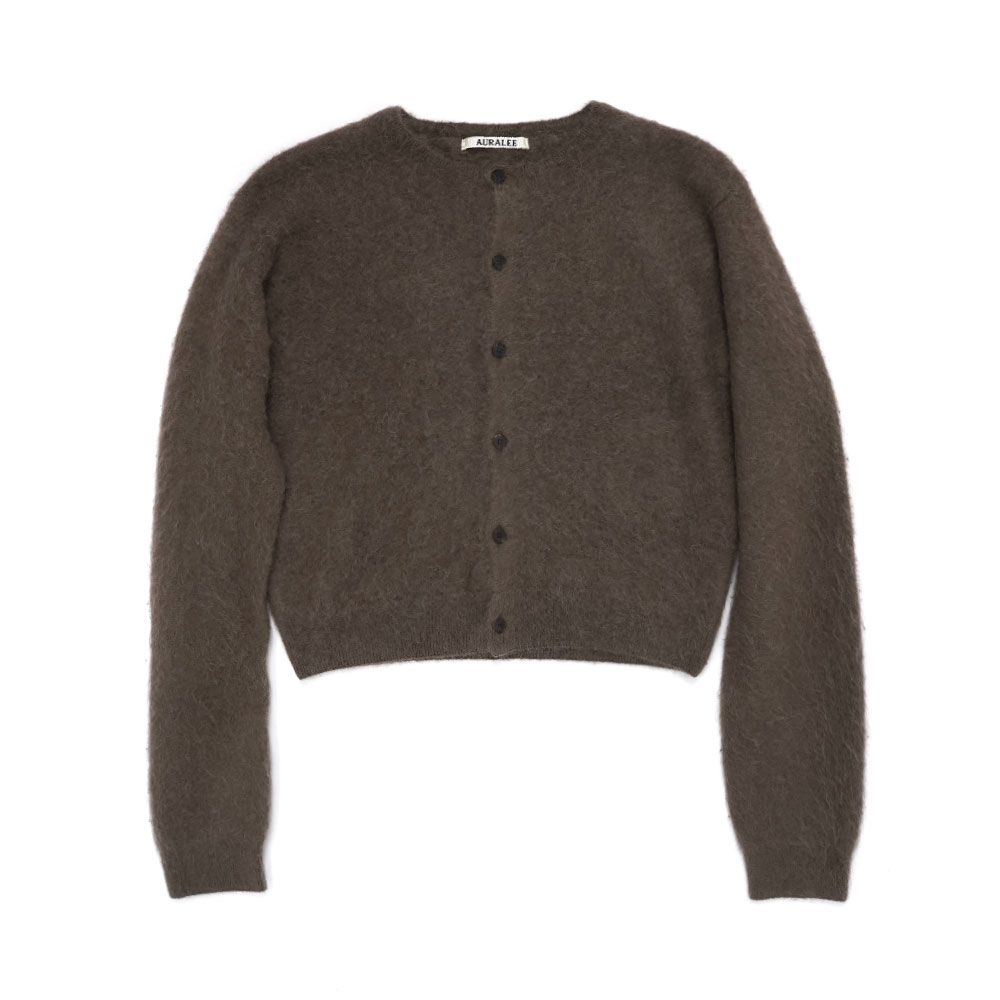 GARMENT-DYED BABY ALPACA FUR KNIT CARDIGAN DARK BROWN A25AC03BA