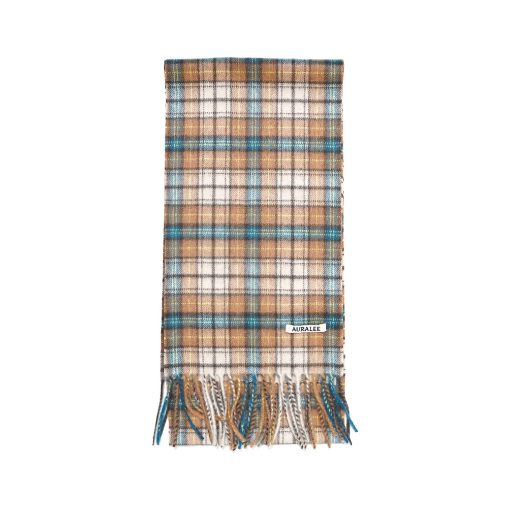 CASHMERE CHECK STOLE BROWN YELLOW CHECK