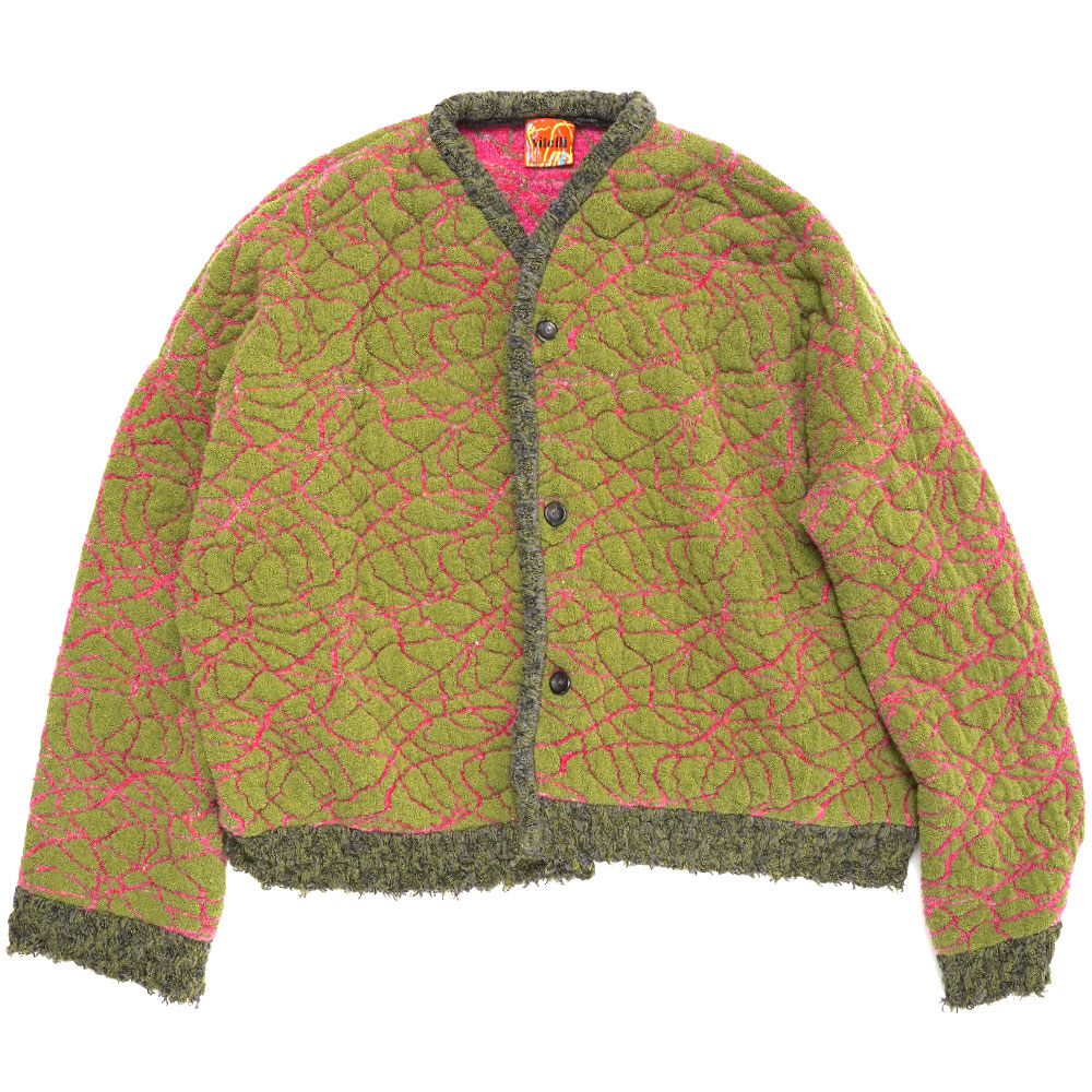 REVERSIBLE LITCHEN JAQUARD CARDIGAN MOSS/PINK