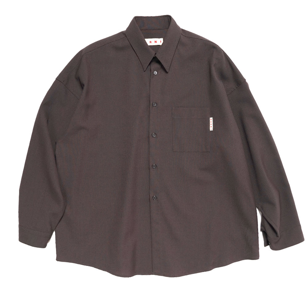 BROWN TROPICAL WOOL SHIRT METAL BROWN _