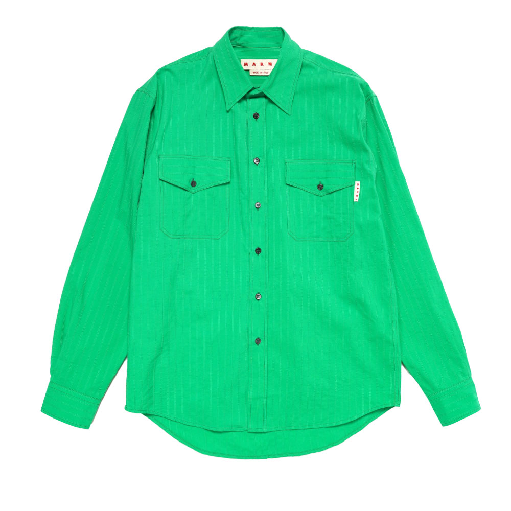 KELLY GREEN EMBROIDERED STRIPE SHIRT KELLY GREEN
