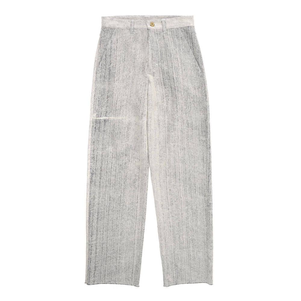 RAW SILK NEEDLE-PUNCHED DENIM JEANS - RELAXED FIT WHITE