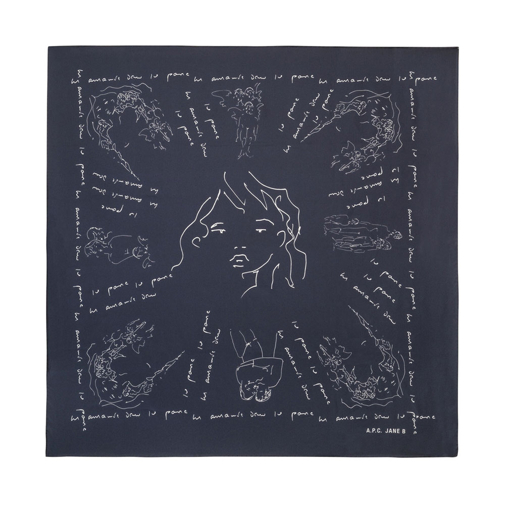 APC×JANE BIRKIN JANE SCARF NAVY BLUE