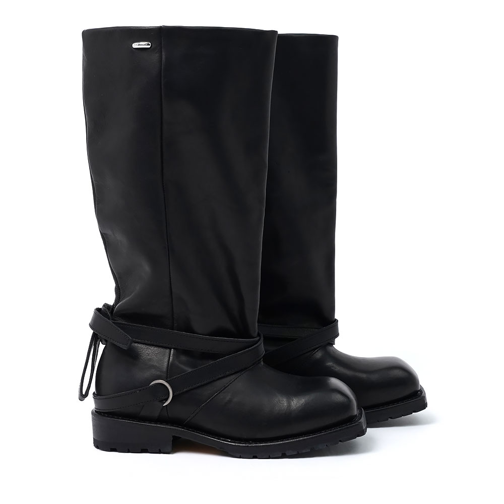 HIGH ENGINE BOOT BLACK TENSILE CATTLE HIDE