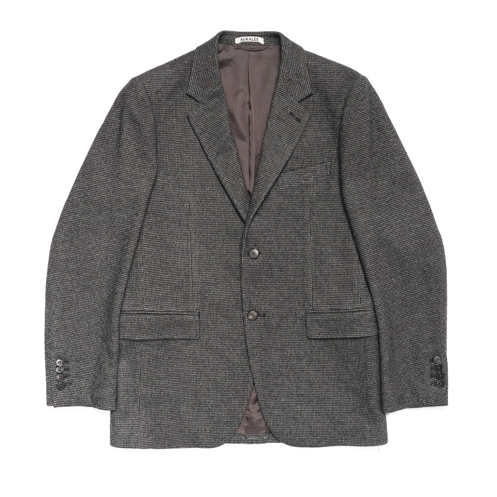 ORGANIC COTTON CASHMERE WOOL TWEED JACKET TOP CHARCOAL