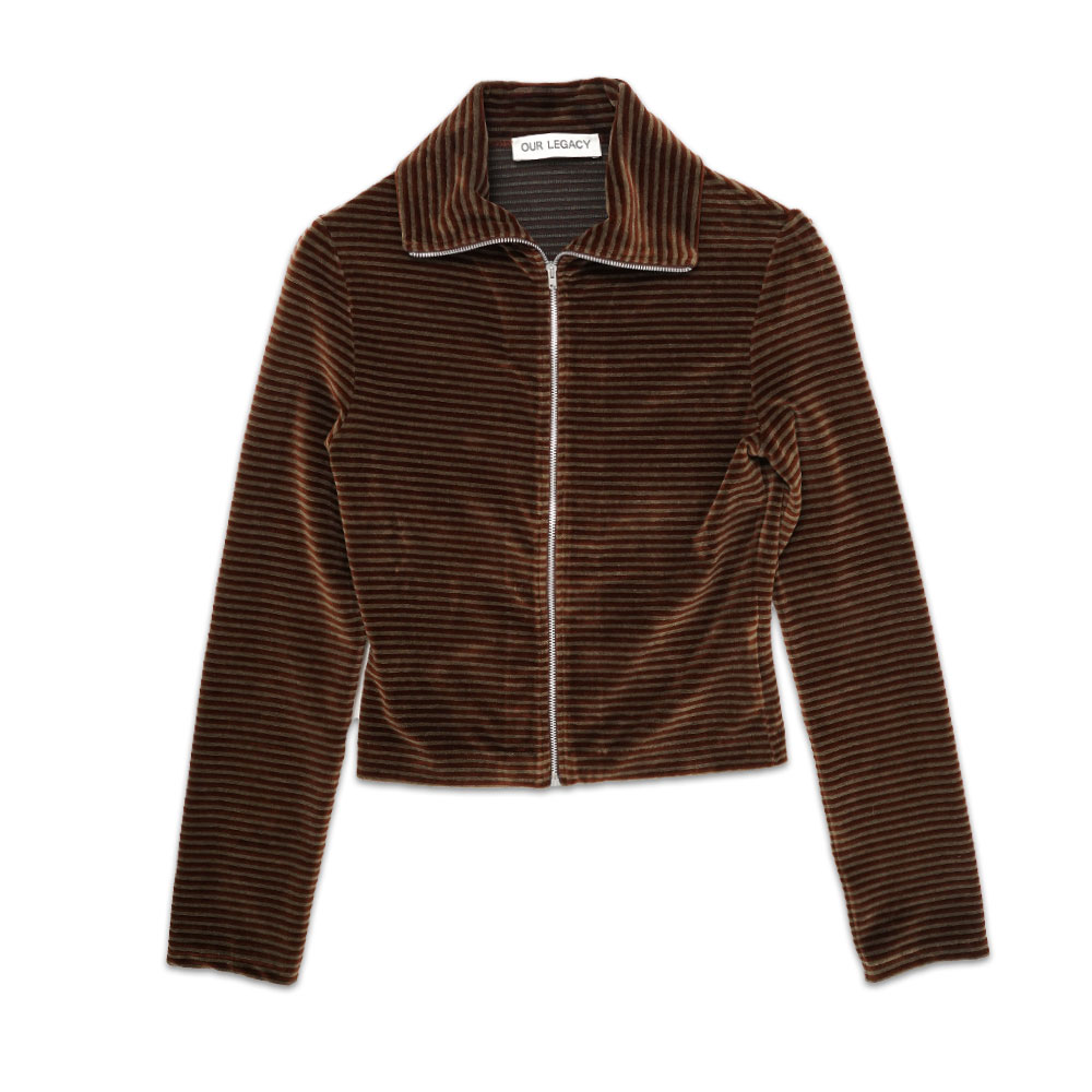 SLIM ZIP LONGSLEEVE SCOOBIE STRIPE VELOUR (WOMENS)