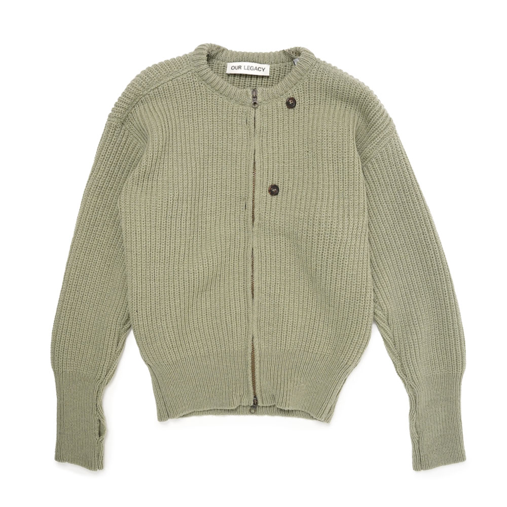ZIP WRAP CARDIGAN REFINED GREEN QUOTIDIAN WOOL (WOMENS)