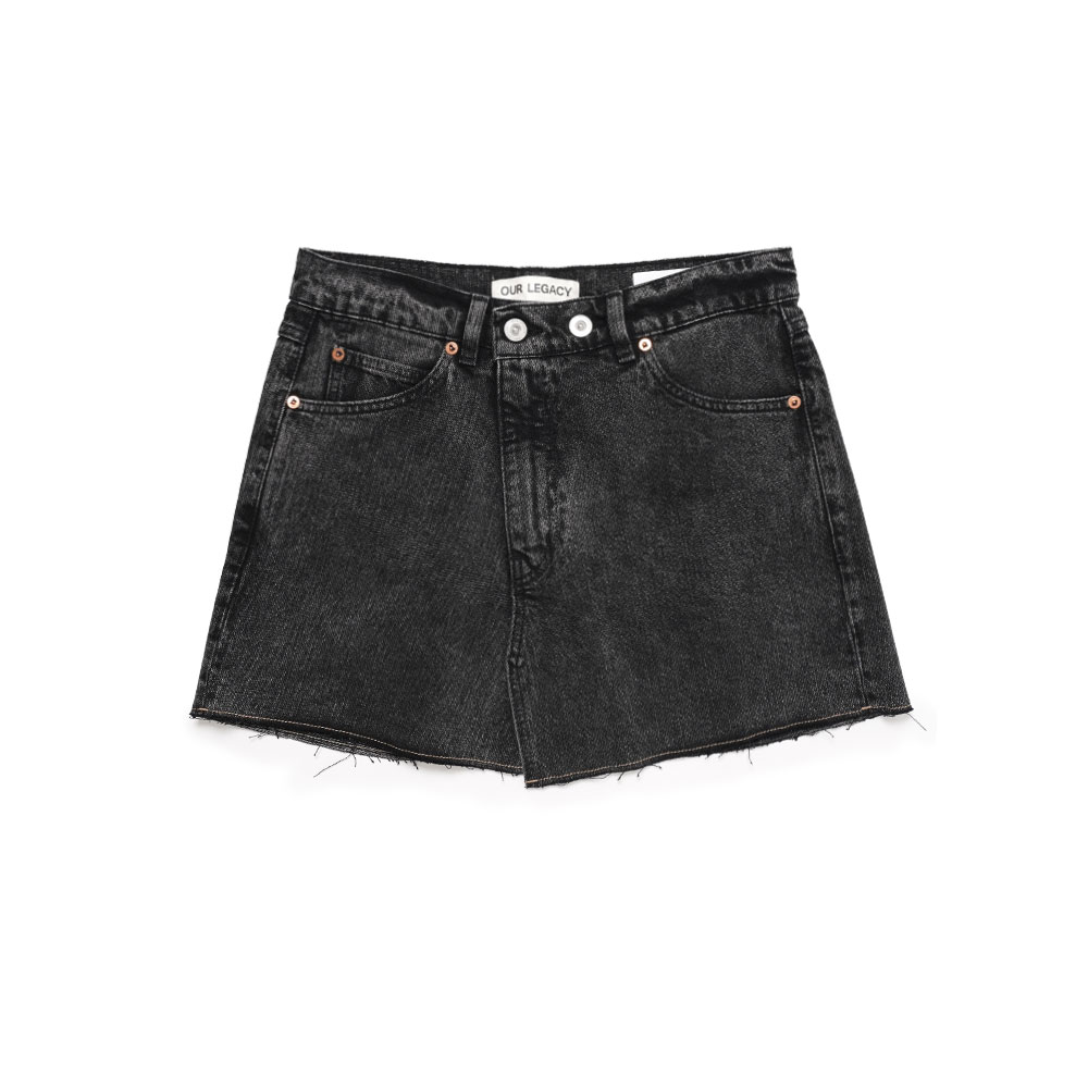 COVER SKIRT OVERDYED BLACK CHAIN TWILL (WOMENS) _